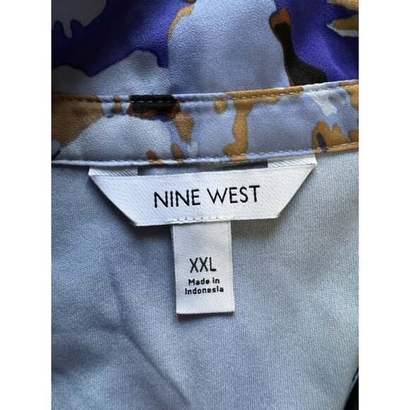 Nine West Shirt Dress Women Size XXL Midi Polyester Colorful Office Teacher City - Picture 3 of 12
